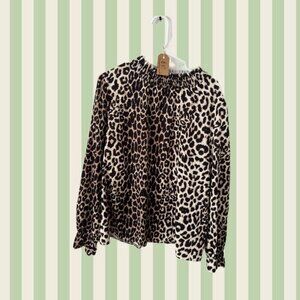 Leopard Print Long Sleeve Blouse
